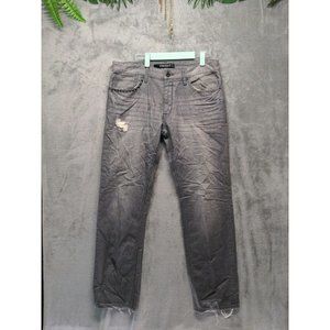 STRAIGHT FIT Men Jeans Mid Rise Straight Leg Solid Gray Stone Wash W:34 L:34